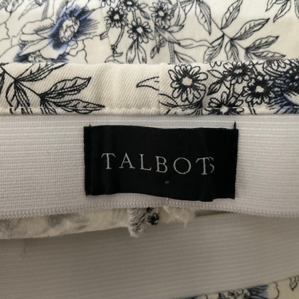 Talbots Chatham Ankle Pant‎ Women 8P Blue Botanical Preppy Coastal Travel Resort - Picture 3 of 14